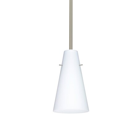 Besa Lighting Cierro Stem Pendant, Opal Matte, Satin Nickel Finish, 1x9W LED 1TT-412407-LED-SN
